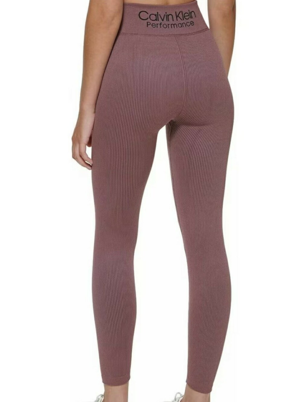 Calvin Klein Ribbed Mauve High-Rise Leggings